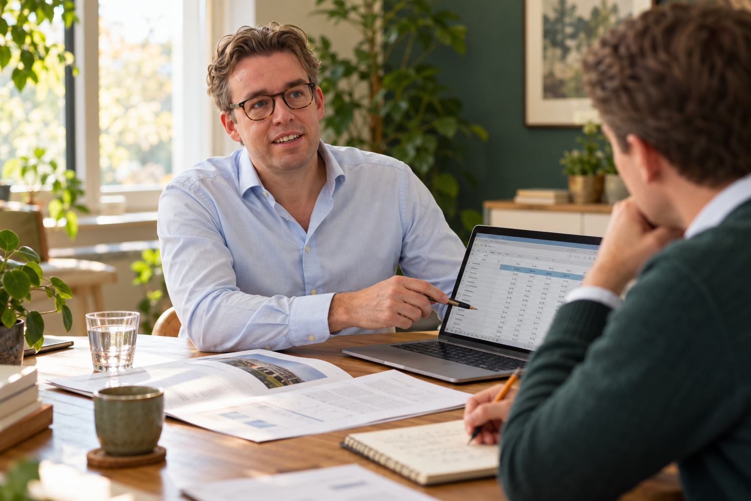 Samen een onderneming analyseren aan de laptop